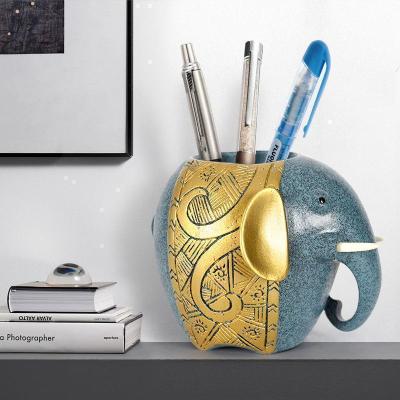 美帮汇欧式复古创意小象笔筒摆件书桌装饰品书房办公工艺品家居摆设