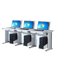 晋舰 翻转桌隐藏式多媒体电教室机房电脑桌嵌入式课桌 030三人位