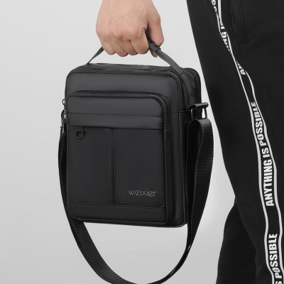 休闲男士单肩包高级感大容量斜挎包手提防泼水机能包男款包包