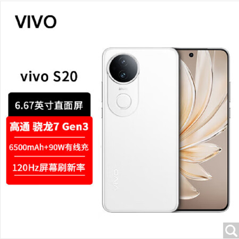 vivo S20 玉露白 12GB+512GB 第三代骁龙7芯 5G 6500mAh大电池 90W快充 5000万防畸变柔光自拍 拍照 AI 手机