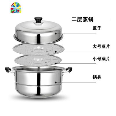 多层蒸锅不锈钢2 3 双三层加厚汤锅馒头蒸笼大电磁炉家用煤气 FENGHOU 30CM三层:无赠品