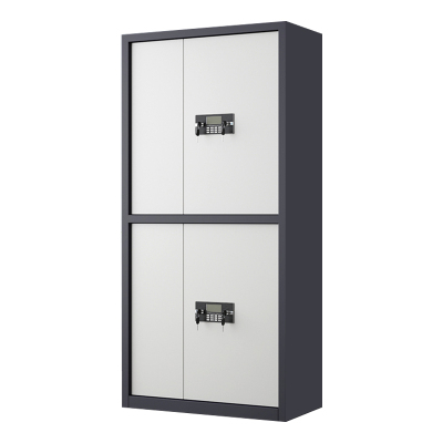 汉诺鑫威指纹电子保密柜钢制密码文件柜档案柜矮柜保密资料柜办公柜通双节灰白色:电子密码锁