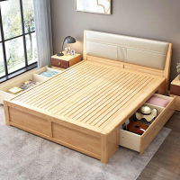 臻远 ZY-SMC-12 现代简约实木床双人床 1.8米抽屉高箱