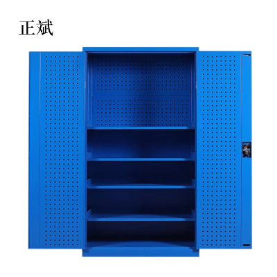 正斌工具柜加厚铁皮储物柜工厂车间用带抽屉汽修多功能收纳柜通门带网柜蓝色