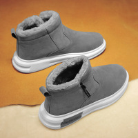 雪地靴男鞋冬季加绒保暖东北厚底皮面保暖防寒防寒雪地靴面包鞋