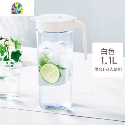 塑料冷水壶密封凉水壶冰箱果汁壶茶壶大容量可高温家用 FENGHOU 天蓝色1.6L(适合2-3人)