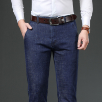 金盾(KIN DON)男士牛仔裤秋冬季天丝免烫弹力中高腰宽松直筒长裤子男深裆牛仔裤子