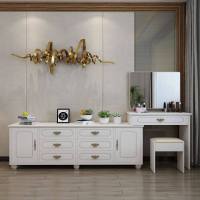 卧室电视柜梳妆台组合一体北欧多功能翻盖伸缩梳妆桌现代简约网红