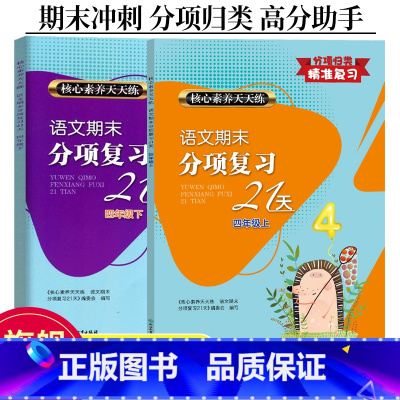 语文 小学四年级 [正版]2025新版语文期末分项复习21天四年级上下2册 核心素养天天练 小学生单元同步测试卷期中末综