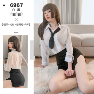 霏慕女式情趣睡衣午夜魅力性用品女士性感情趣内衣透明秘书套装衣服制服开裆制服大码6967