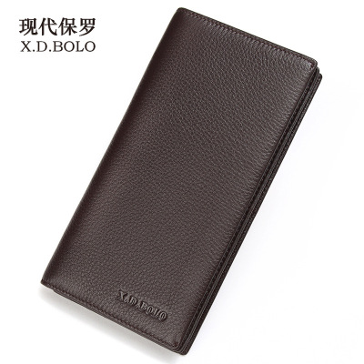 现代保罗(X.D.BOLO)新款男士长款钱包大容量休闲中长款软头层牛皮商务钱夹男