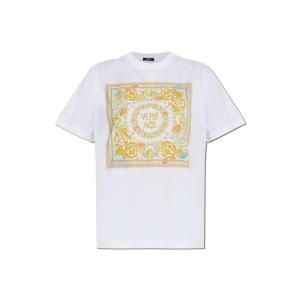 范思哲(Versace)多色印花纯棉女士T恤时尚百搭休闲透气舒适外套