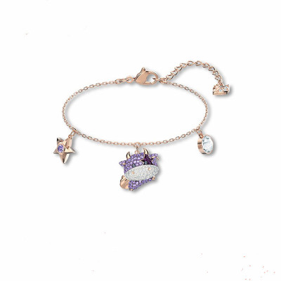 SWAROVSKI 施华洛世奇 LITTLE多彩牛萌趣可爱牛年人造仿水晶手链女5599156 本命年 礼物女轻奢饰品 紫色