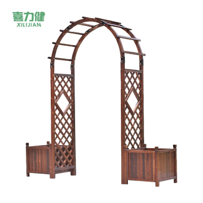 喜力健 防腐木拱门花架 带花箱-宽140CM 套