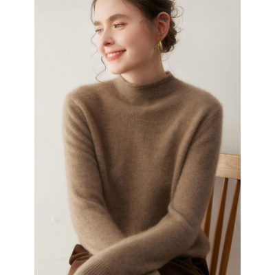 软糯双股加厚baby小山羊绒衫女半高领毛衣针织衫套头打底衫秋冬