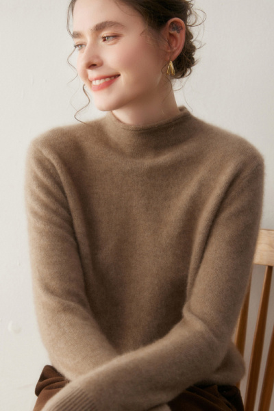 软糯双股加厚baby小山羊绒衫女半高领毛衣针织衫套头打底衫秋冬