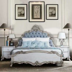 欧式实木床1.8米简约双人床法式轻奢皮床后现代公主床新古典家具