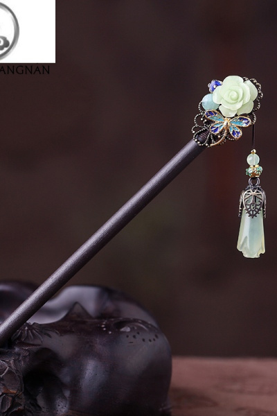 JiMi古风简约女步摇流苏盘发发饰簪子现代头饰发钗钗子木旗袍发簪日常