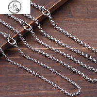 复古做旧泰银珍珠链925纯银饰品打造简约圆环男女项链百搭毛衣链 JiMi