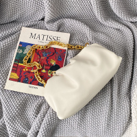 斯妮拉 宋慧乔同款真皮牛皮白褶皱粗链条柔软bv云朵包小ck腋下饺子包小包