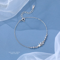 s925纯银锆石蝴蝶手链女森系轻奢潮流气质百搭简约高级感手饰批发送女朋友老婆情人节七夕生日礼物