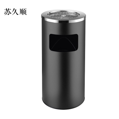 苏久顺不锈钢垃圾桶烟蒂柱灭烟桶带烟灰缸室外电梯口立式丽格王黑色烤漆
