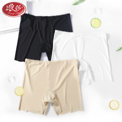 浪莎2020夏季冰丝红唇档女士安全裤一片式三分打底短裤