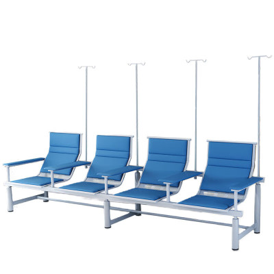 戴劲 输液椅医院诊所点滴吊针排椅大厅加固加厚候诊椅 四人皮扶手蓝色