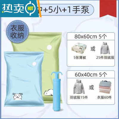 敬平真空压缩袋装棉被子羽绒服衣物抽空气电泵行李箱搬家专用收纳器 11件套 5中号+5小号+1手泵 大号(100*70cm