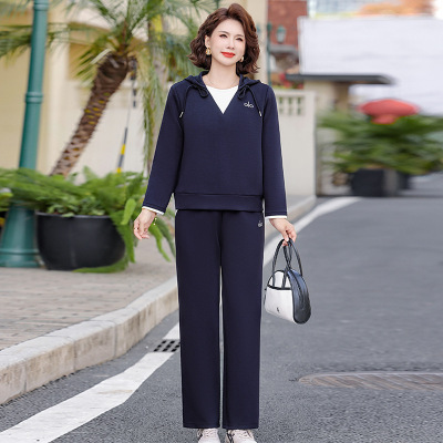 2026年中老年女装春季运动套装40-60岁中年妈妈装连帽休闲衣服女