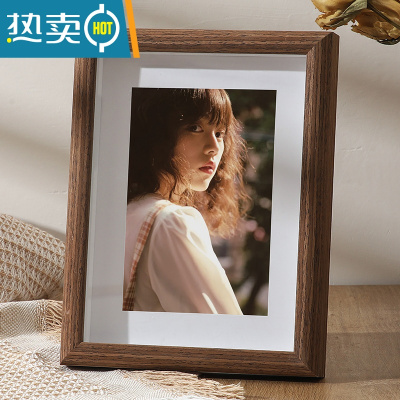 敬平照片打印加相框实木六7寸挂墙定制来图定做冲洗相册8立体中空摆台 胡桃色-不洗照片 8寸[内框15.3x20.3cm]