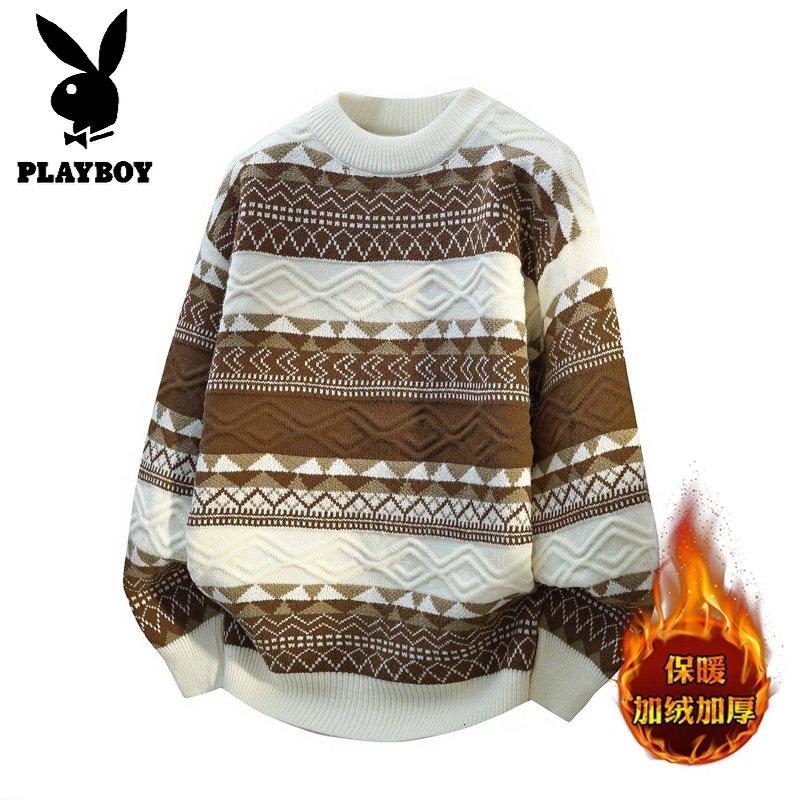 花花公子新款高品质[新款]2025年秋冬款圆领针织毛衣男