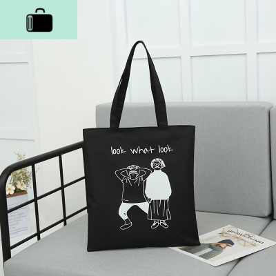 帆布包女学生补课书包潮韩版文艺单肩包时尚简约chic手提包购物袋NEW LAKE女士单肩包