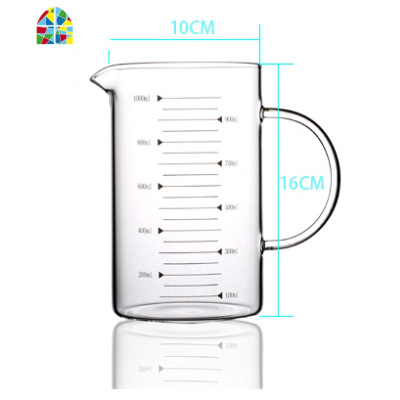 耐热玻璃刻度杯量杯凉水壶冷水壶烧杯厨房烘焙微波加热牛奶杯茶杯FENGHOU500ml量杯