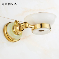 欧式铜天然玉石肥皂网浴室五金挂件金色香皂盒皂碟网架置物