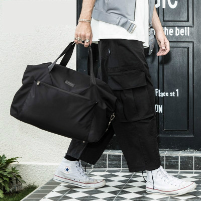 大容量旅行袋运动休闲单肩包短途出差行李袋手提包黑色