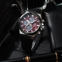 CASIO官方旗舰店卡西欧手表男正品Edifice限量男士商务休闲黑暗之心皮钢带日韩防水石英表男EFS-S630BL