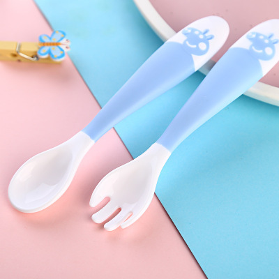 宝宝弯头勺学习吃饭训练勺可任意弯曲勺扭扭勺兰色勺子单个装