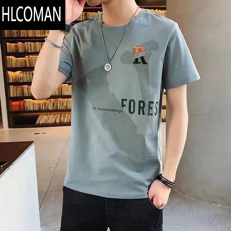 HLCOMAN上班工作耐磨耐脏短袖T恤男士便宜上衣服圆领半袖打底衫
