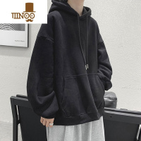 YANXU连帽卫衣男潮牌ins纯色上衣服春帽衫情侣宽松纯黑薄款外套