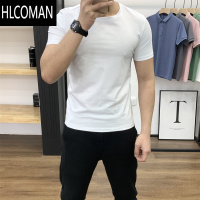 HLCOMAN夏季男士基础纯色百搭短袖日常休闲打底棉质柔软舒适弹力修身上衣