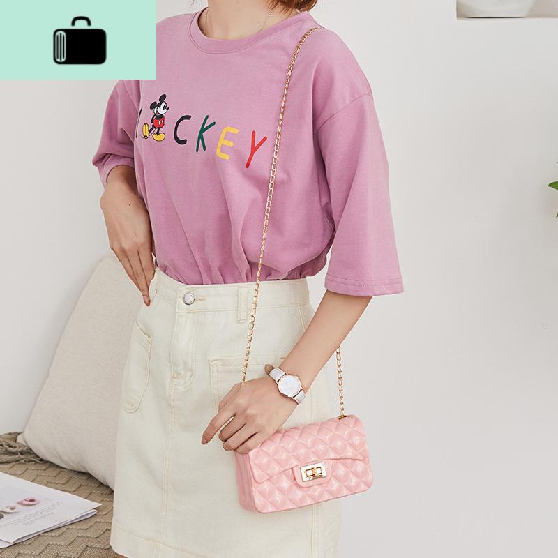 果冻包包女2020新款时尚透明包拼链条单肩包斜挎包透明包NEW LAKE女士单肩包