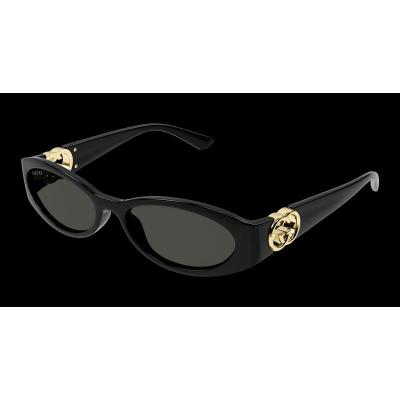 古驰(GUCCI)女士黑框灰 lens生牛皮材质复古时尚潮牌太阳镜