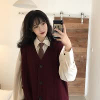 SUNTEKWL男装秋冬新款宽松韩版潮流百搭黑色针织开衫背心毛衣马甲男日系马甲/背心