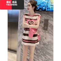 YIBUSHENG火休闲无袖连衣裙女季2024新款宽松显瘦遮肚子减龄t恤短裙子