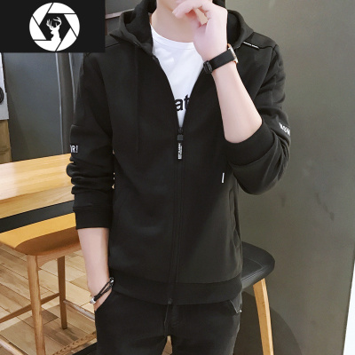 HongZun外套秋冬季男士运动加绒加厚套装搭配帅气成熟风宽松春季上衣夹克其他套装