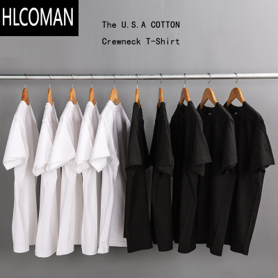 HLCOMAN日系纯白t纯色短袖打底衫T恤圆领男女情侣白色体恤清爽潮