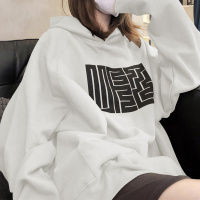 复古加绒卫衣女字母秋冬季新款韩版学生印花连帽宽松外套上衣女潮
