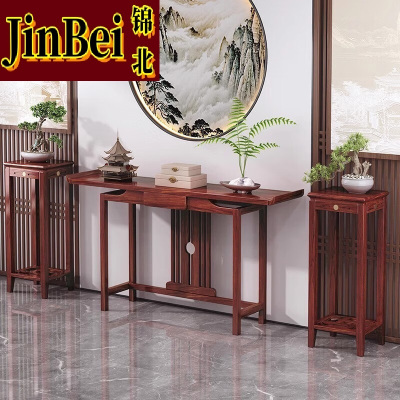 锦北玄关桌入户门厅客厅条案新中式木制供桌靠墙玄关台120半圆组合款