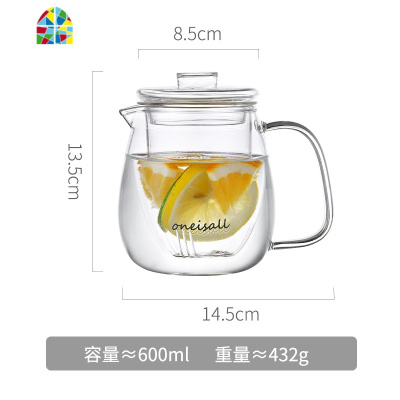 家用玻璃水瓶大容量冷水壶储水耐热高温日式凉开水杯柠檬杯具套装 FENGHOU 1200ML+2小杯烧水壶